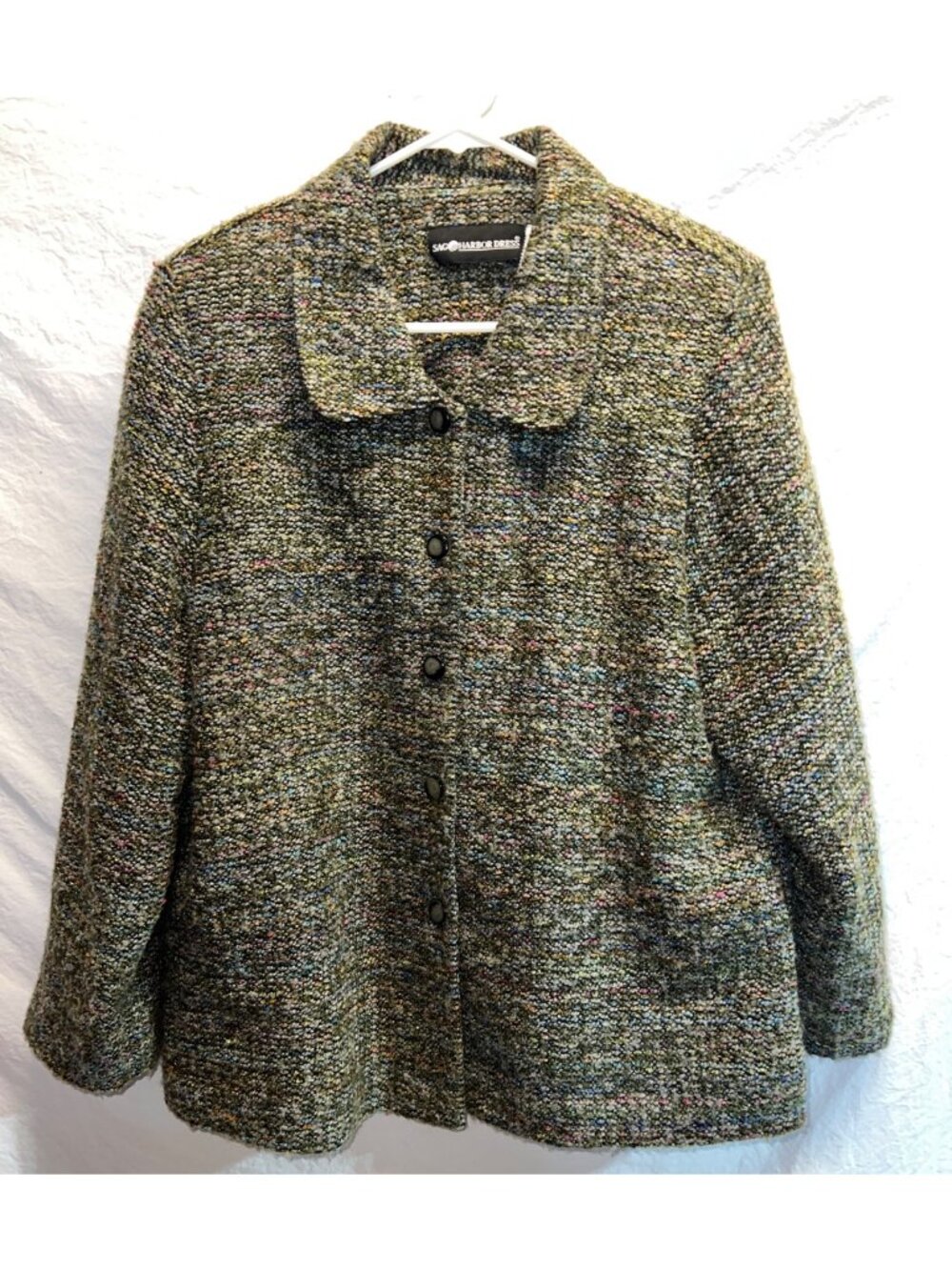 Sag Harbor Dress Multicolor Tweed Button-Front Jacket Size 16 Acrylic Blend